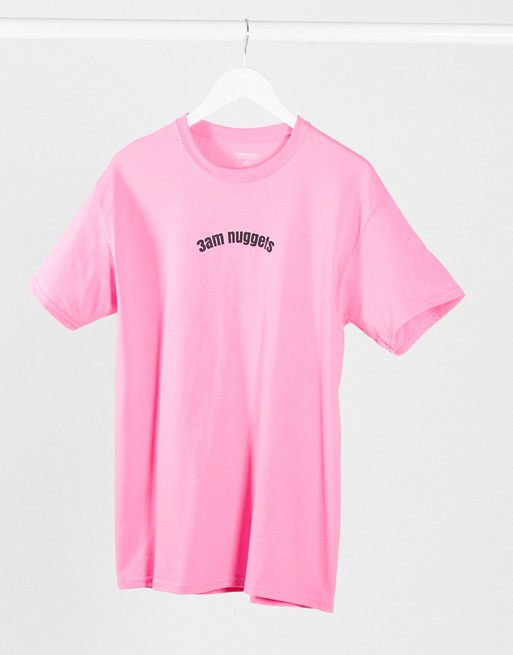 Hearbreak '3am nuggets' slogan oversized t-shirt in pink