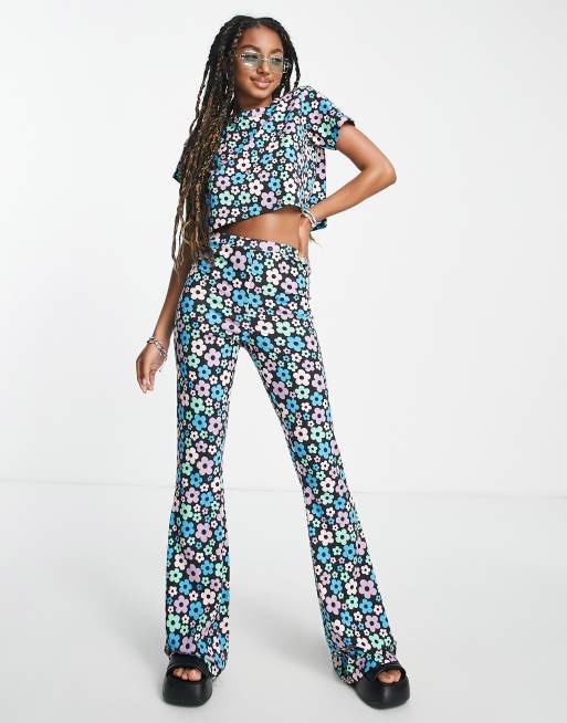 Hearbreak flared pants in retro floral (part of a set)