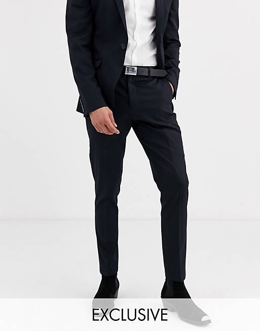 Heart and dagger skinny suit pants in navy