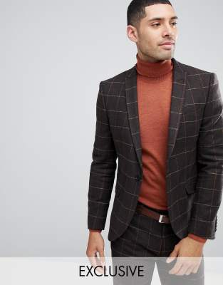 Heart & Dagger  rutig kavaj-Brun Brun