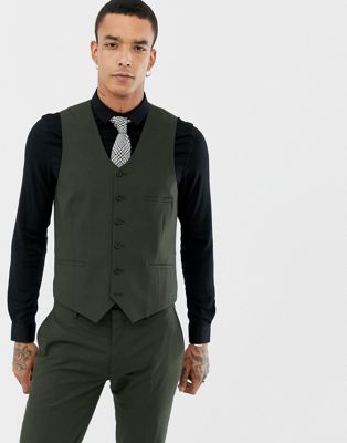 Heart & Dagger – Kostymväst i extra smal passform-Grön