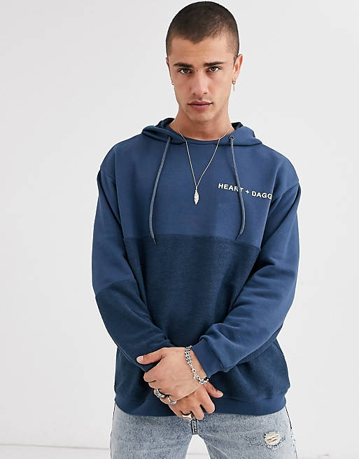 Heart & Dagger logo print hoodie in washed blue | ASOS