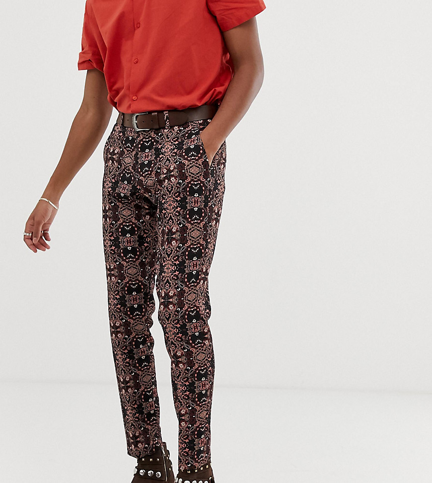Heart & Dagger - Pantaloni da abito skinny con stampa arazzo-Multicolore