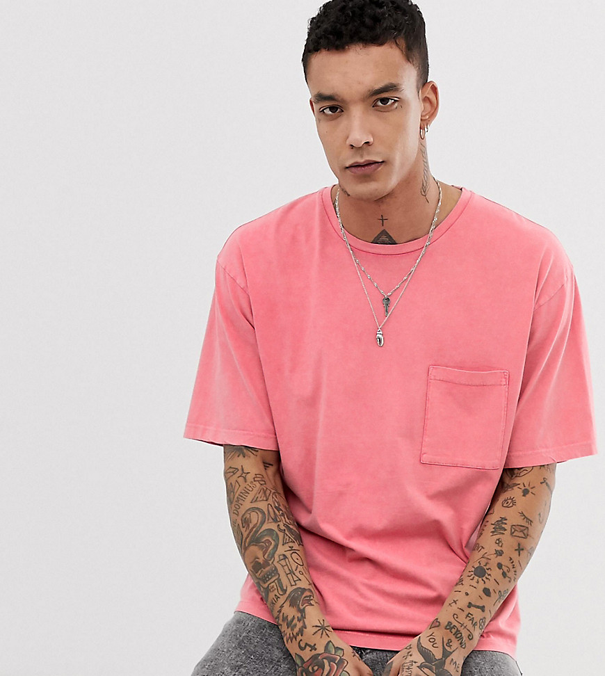 Heart & Dagger - Ruimvallend T-shirt in acid wash in roze