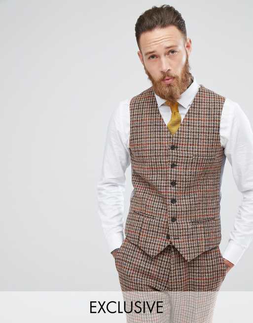 Heart & Dagger – Rutig kostym i Harris-tweed med extra smal passform, 2 av 3