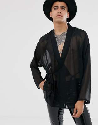 Heart & Dagger sheer kimono in black | ASOS