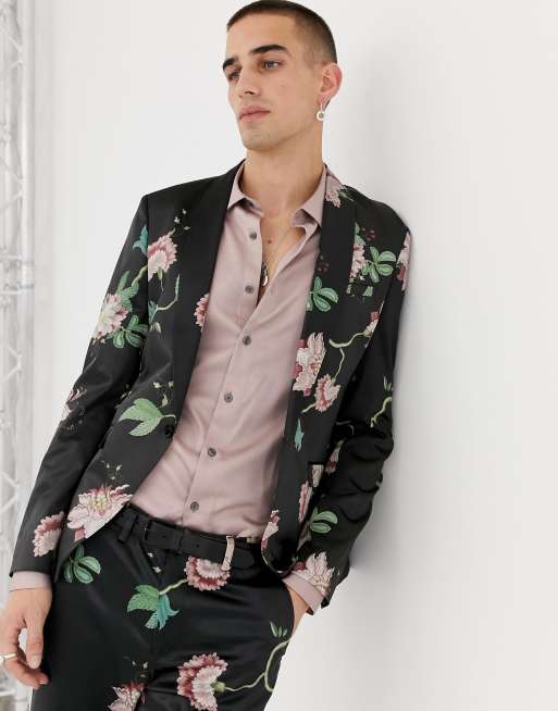 Heart & Dagger skinny fit suit in floral sateen, 2 of 3