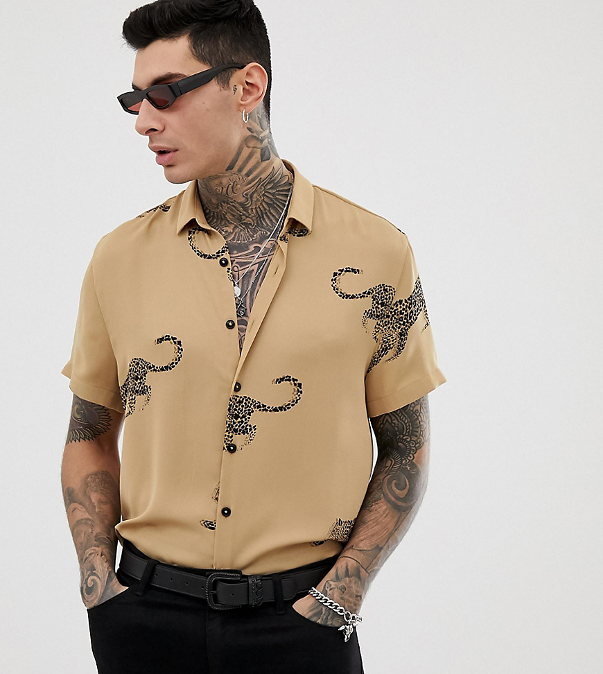 Heart & Dagger – Skjorta med leopardtryck-Brun