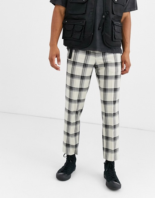 Heart & Dagger slim fit trousers in grey grid check