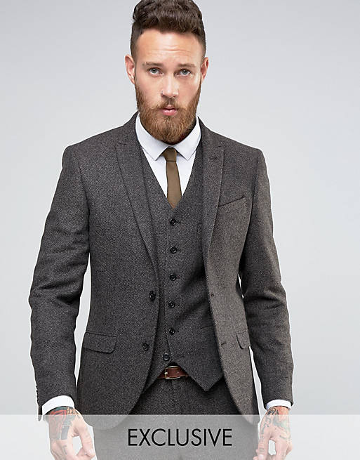 Heart & Dagger Slim Suit Jacket in Herringbone | ASOS