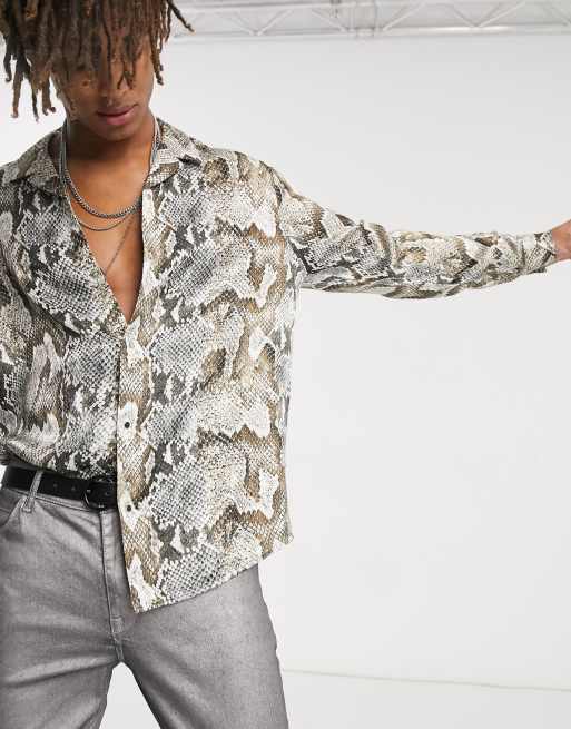 Heart & Dagger snake print shirt with long sleeves