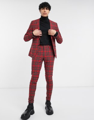 red plaid suit jacket