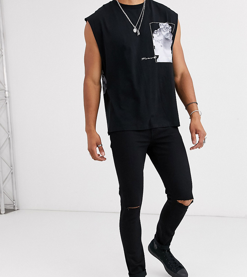 Heart & Dagger super skinny jeans with knee rips-Black