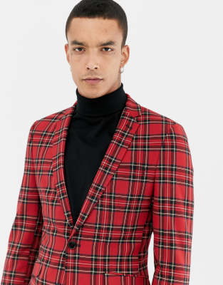 red plaid blazer men