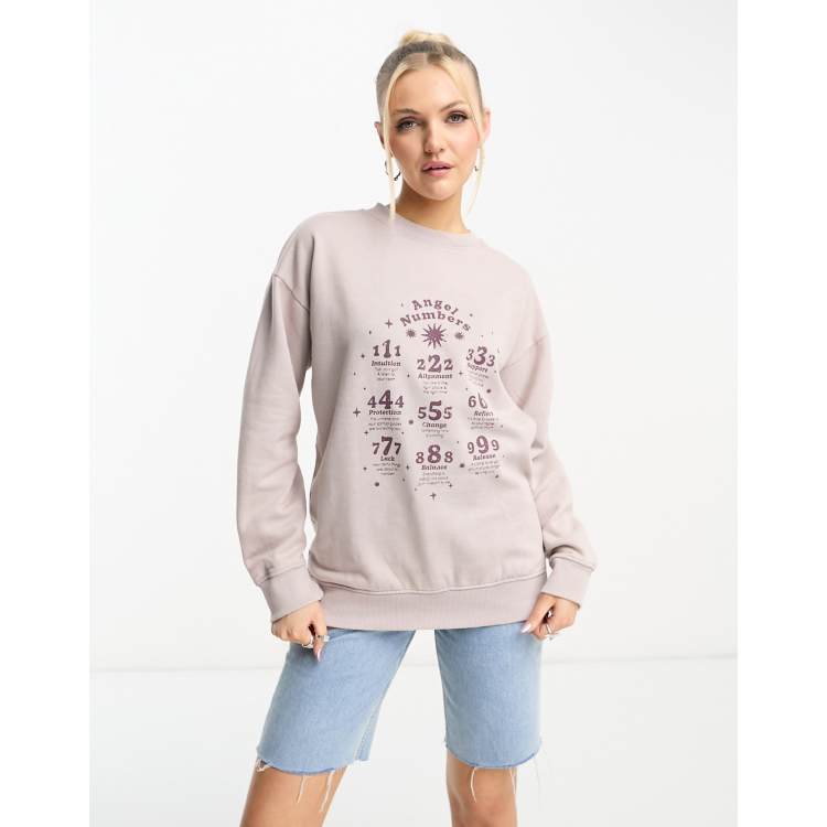 Heartbreak angel numbers graphic sweatshirt in washed purple