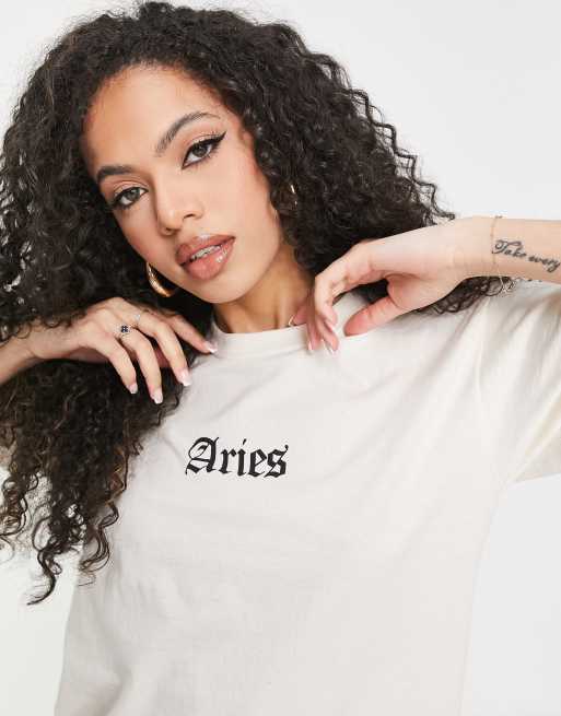 Heartbreak – Beige t-shirt i oversize med stjärntecknet 