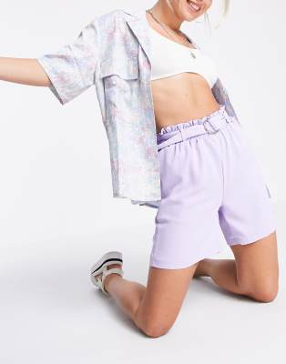 Heartbreak Heartbreak belted shorts co-ord in lilac-Purple