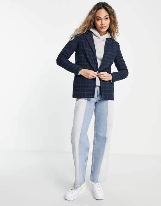 Heartbreak - Blazer boyfriend ample à carreaux - Bleu marine et vert, 4 de 4