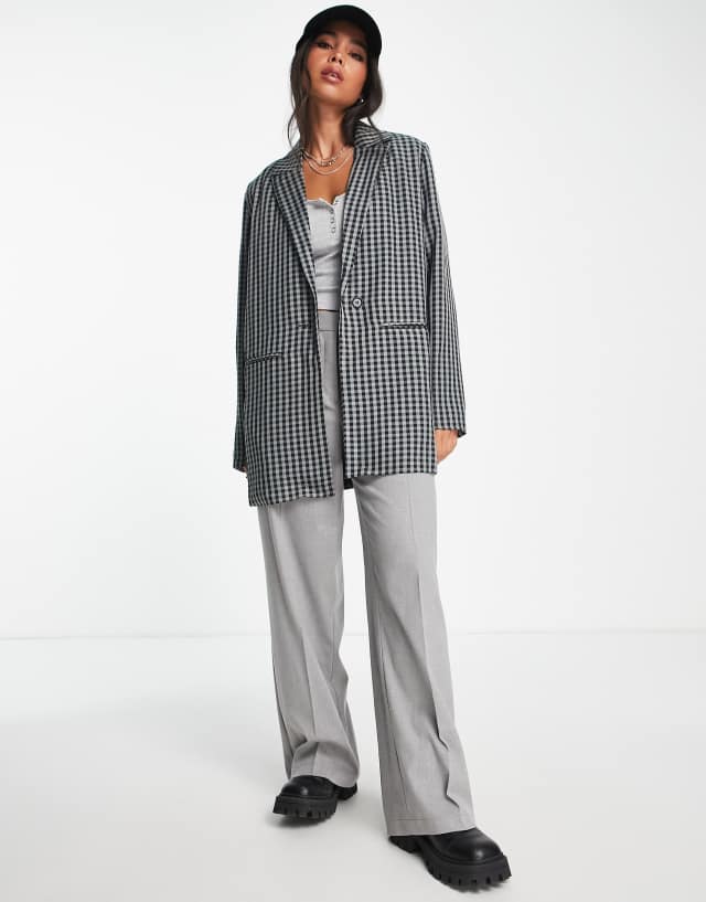 Heartbreak boyfriend blazer in gray gingham - part of a set