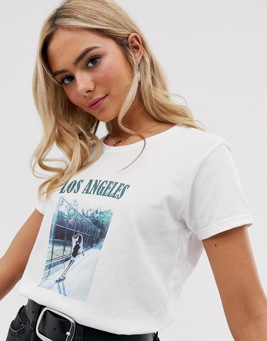 Heartbreak - Boyfriend T-shirt met 'los angeles'-Wit