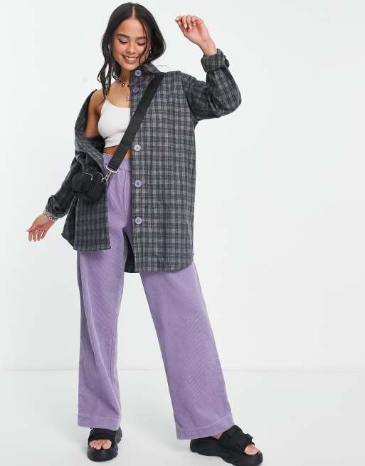 Heartbreak - Camicia giacca oversize blu a quadri