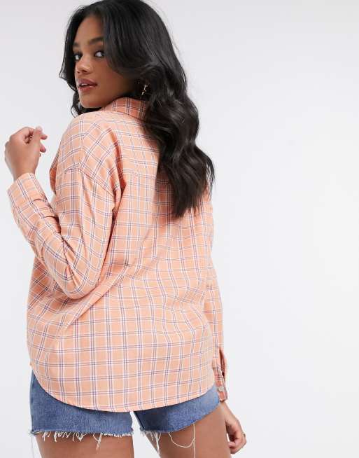 Heartbreak Camicia Oversize A Quadri Color Corallo Asos