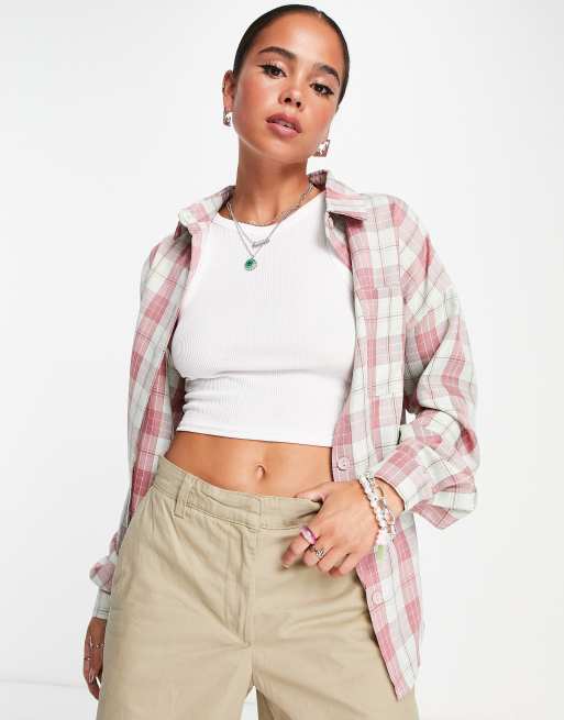 Heartbreak - Camicia oversize rosa a quadri
