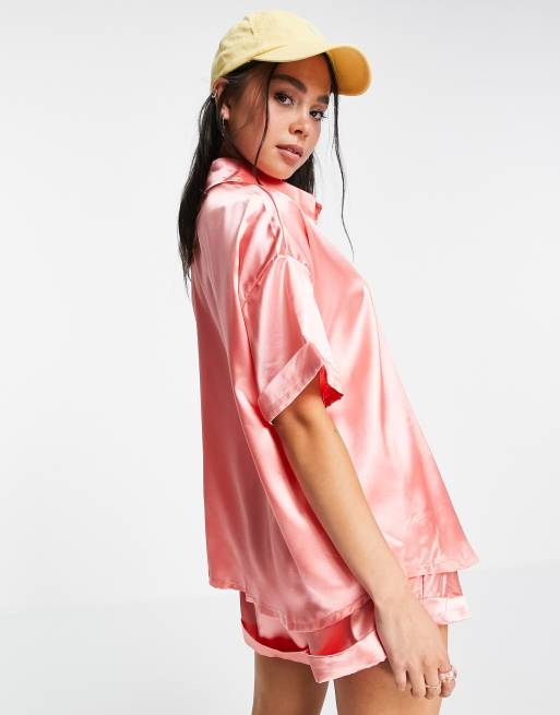 Heartbreak - Chemise d'ensemble en satin - Corail, 2 de 4