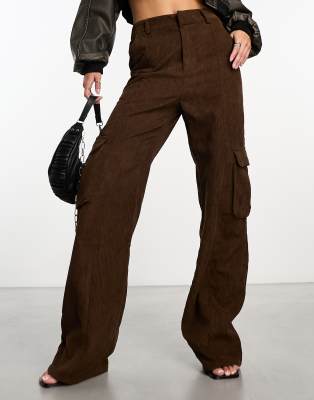 Heartbreak Heartbreak cord cargo trousers in chocolate brown