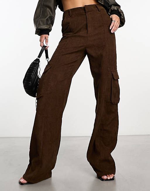Heartbreak cord cargo trousers in chocolate brown | ASOS