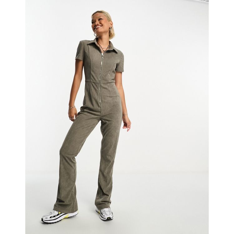 Utmost Utility Buttoned Jumpsuit Taupe Grey
