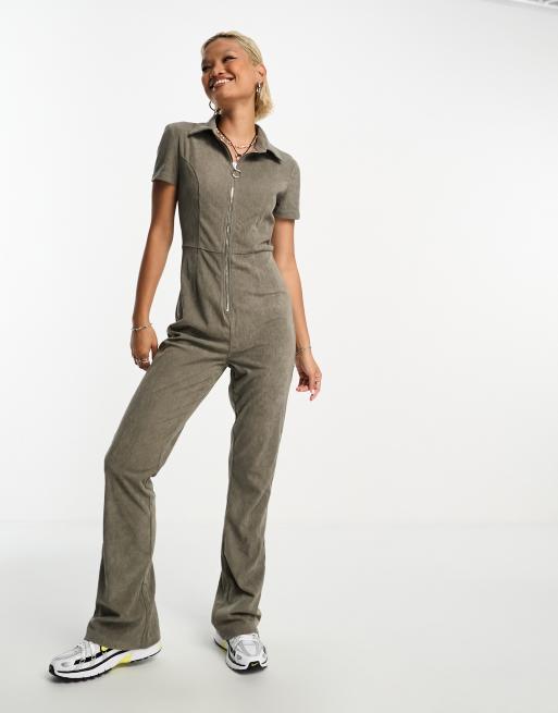 Keep Groovin' Light Wash Denim Zip-Front Jumpsuit