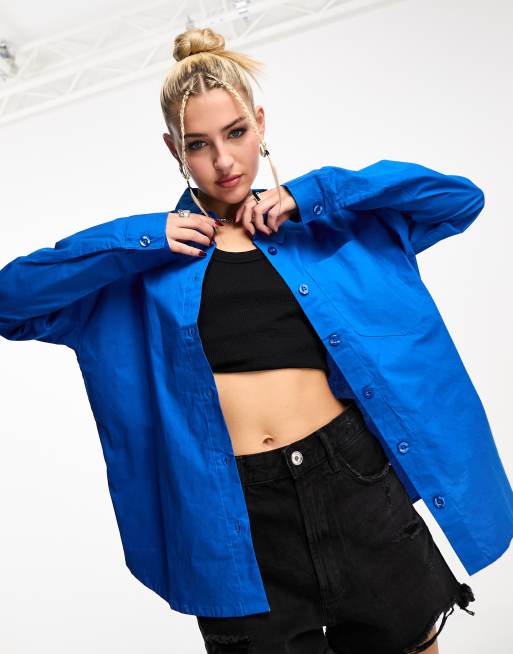 Heartbreak cotton poplin shirt in cobalt blue
