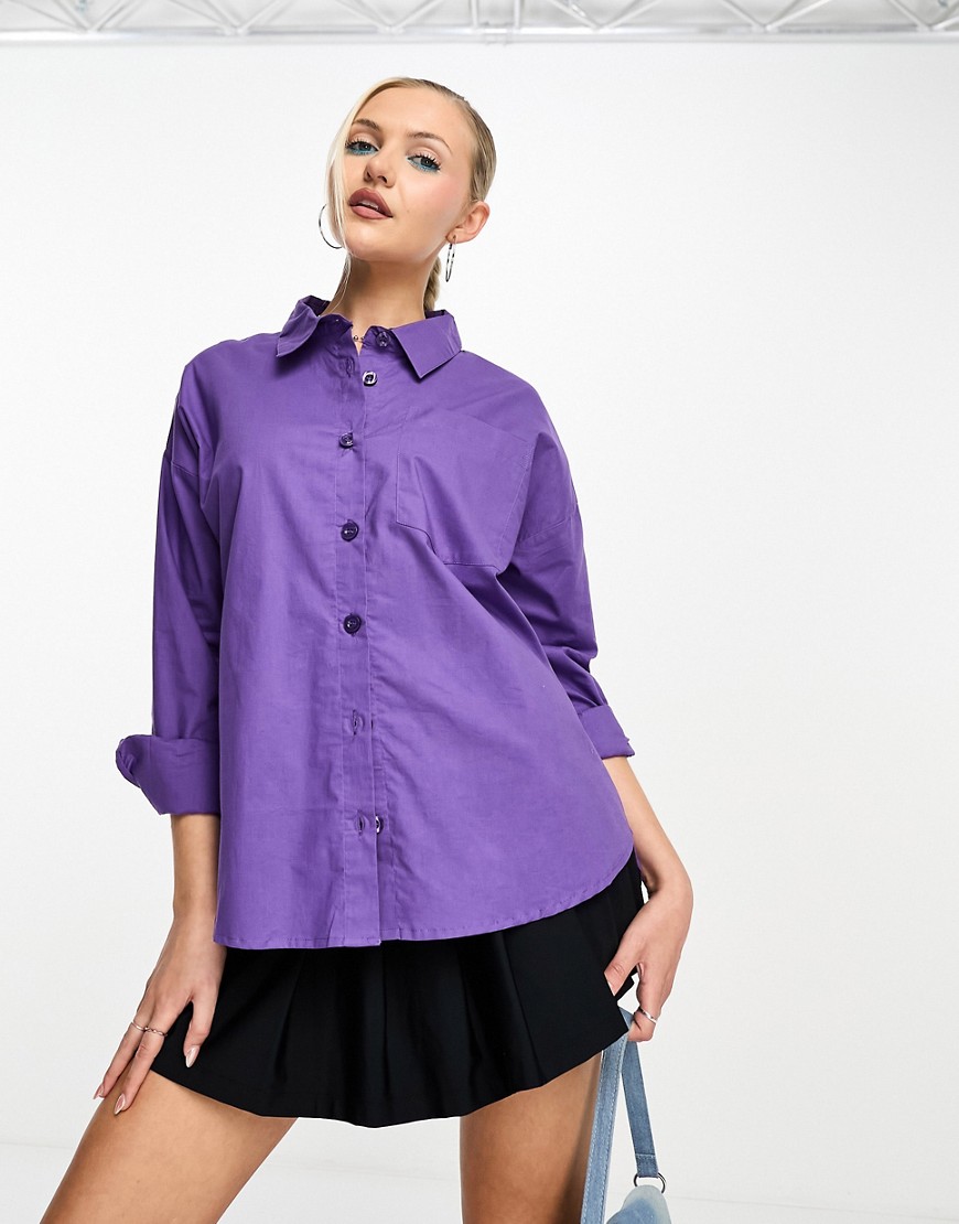 Heartbreak cotton poplin shirt in purple