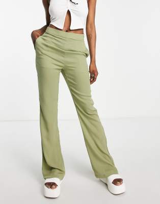 Crinkle Skinny Flared Trousers