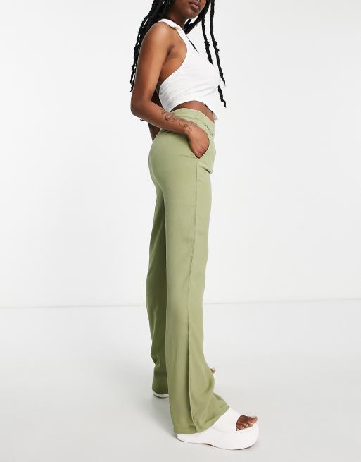 Reclaimed Vintage flare pants with zip side slits in brown