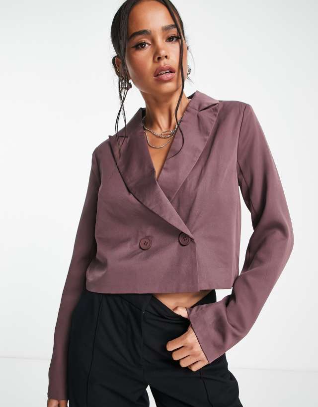 Heartbreak cropped blazer in brown - part of a set