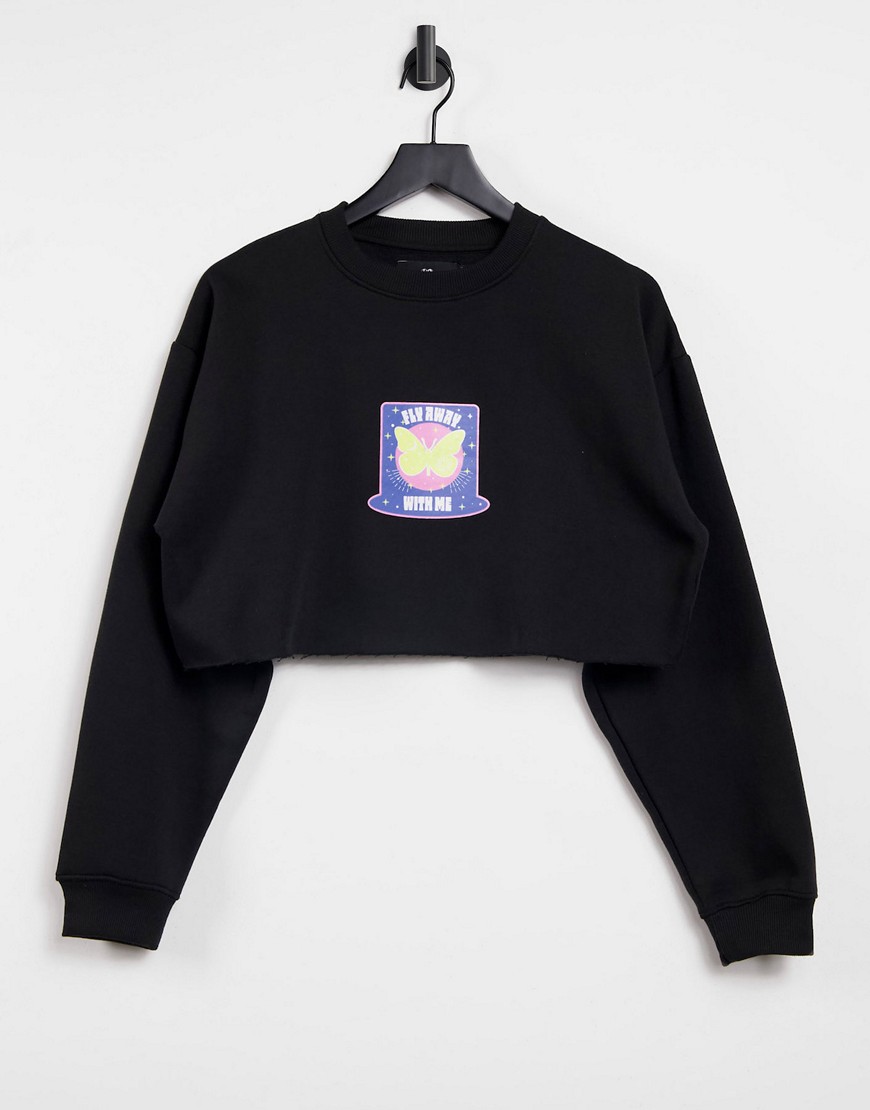 Heartbreak cropped graphic sweatshirt in black