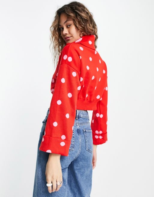 Red polka dot jumper clearance