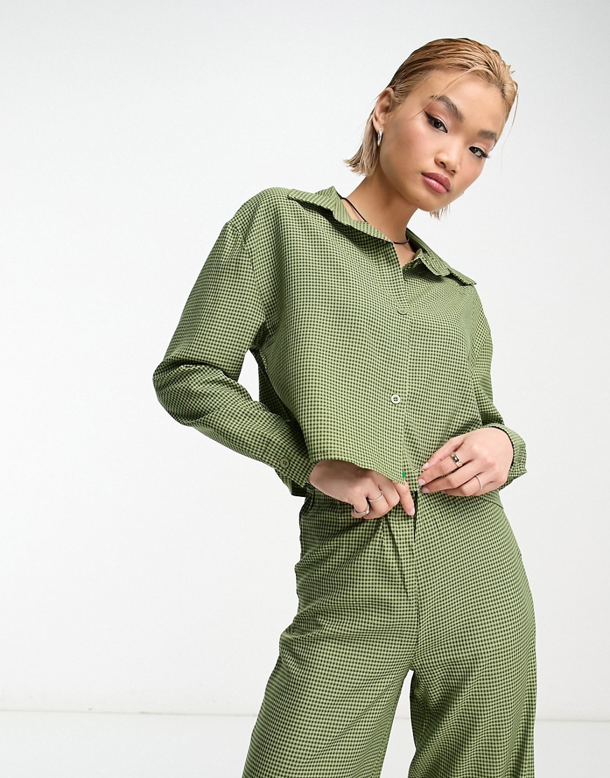 Heartbreak cropped shirt in green gingham - part of a set