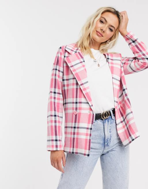 Pink check jacket sale