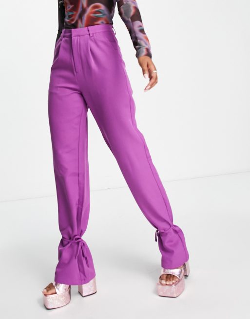 Heartbreak – Elegante Hose in Lila mit geschnürten Bündchen, Kombiteil, 4 von 4