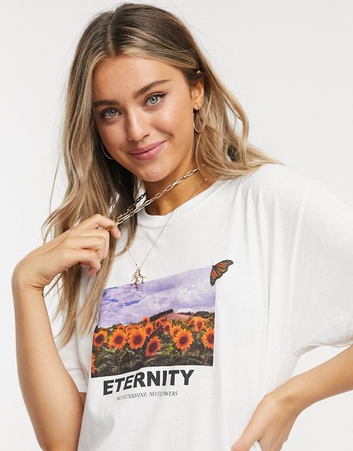 Heartbreak eternity graphic oversized t-shirt in white