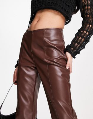 Heartbreak faux leather corset top in chocolate brown - part of a set