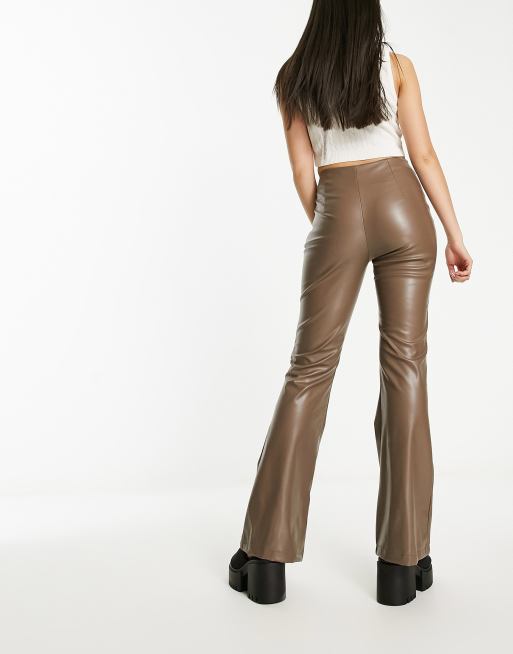 Taupe leather outlet pants