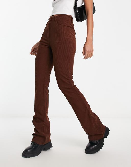 Heartbreak fit and flare cord trousers in chocolate brown