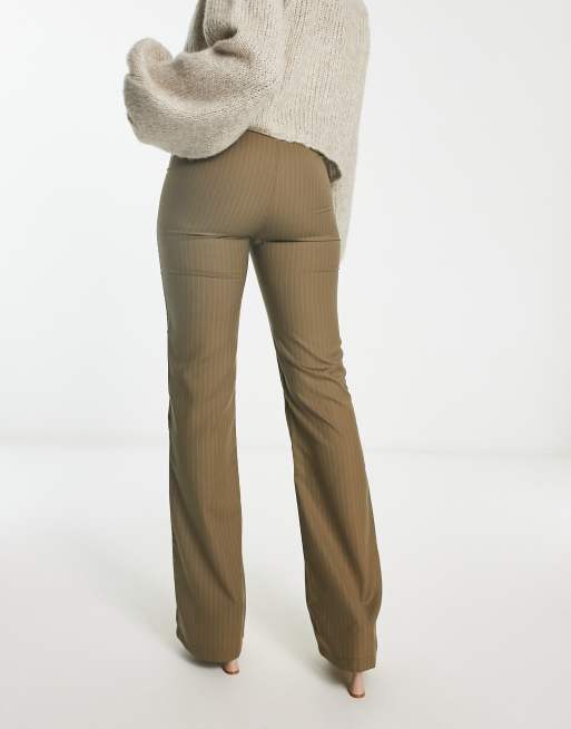 COLLUSION pinstripe tailored baggy trousers in brown