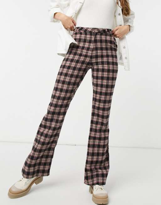 High-waist, flared trousers - Dark Red