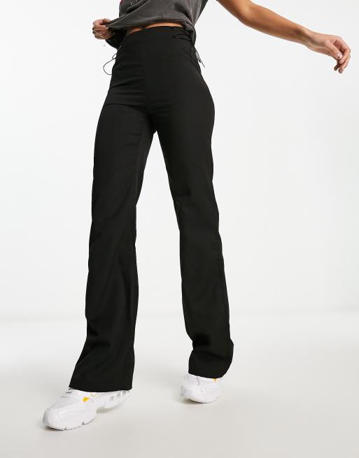 Black fit store and flare trousers