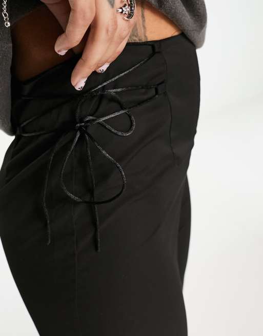 HUGO - Regular-fit flared trousers in satin with branded belt